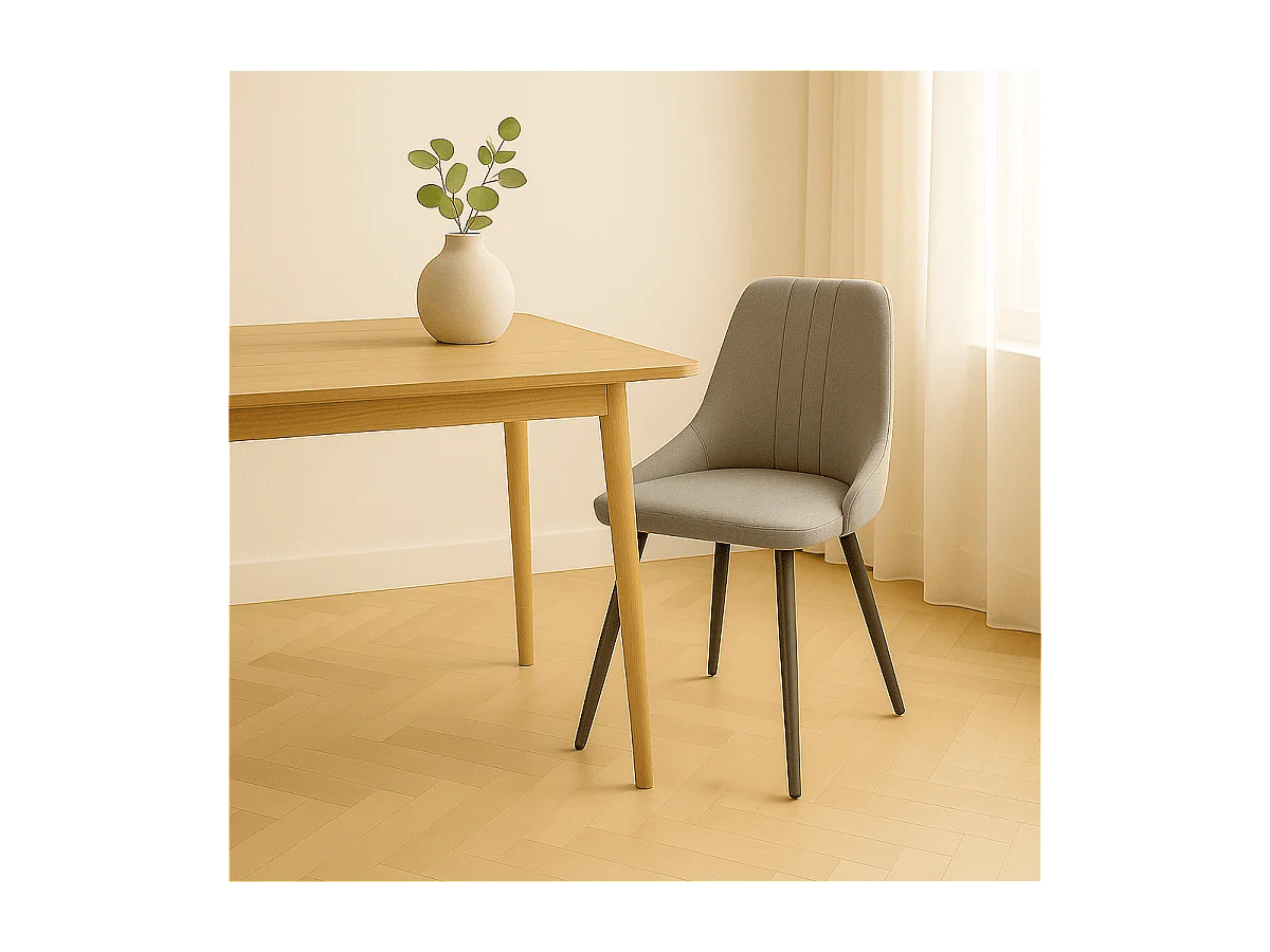 Set van 4 stoelen in stof met zwarte metalen poten L50 cm - MANI