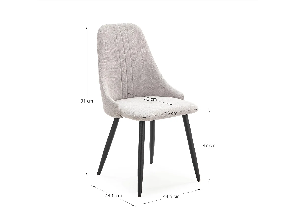 Set van 4 stoelen in stof met zwarte metalen poten L50 cm - MANI