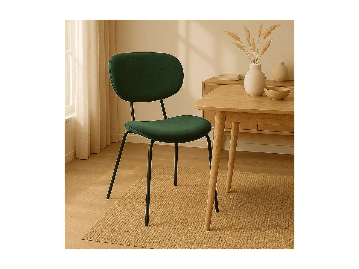 Lot de 2 chaises de séjour velours vert émeraude L57 cm - MELO