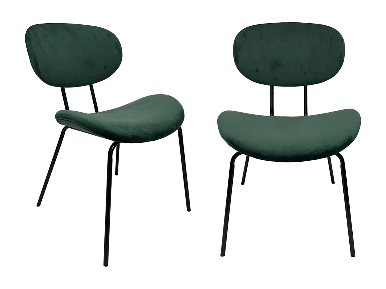 Lot de 2 chaises de séjour velours vert émeraude L57 cm - MELO