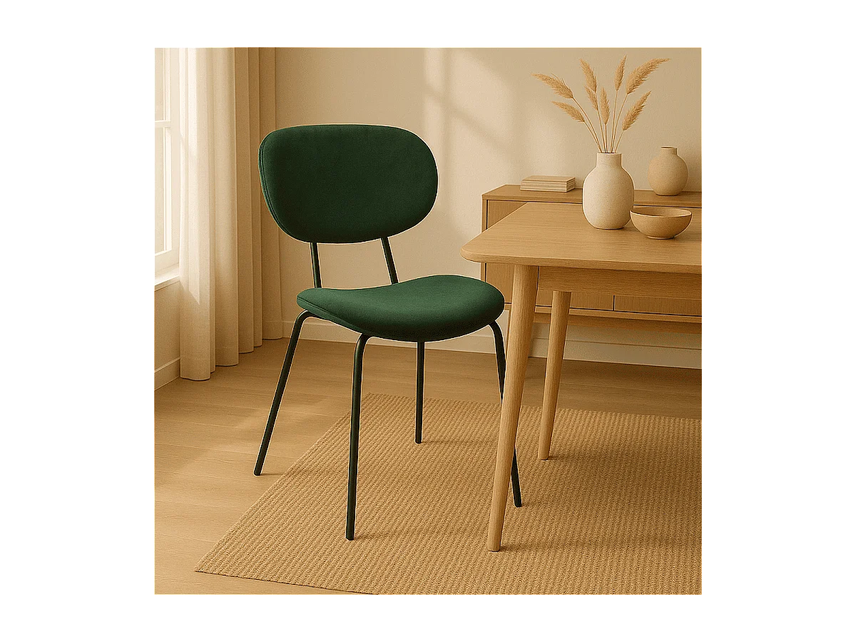 Lot de 2 chaises de séjour velours vert émeraude L57 cm - MELO