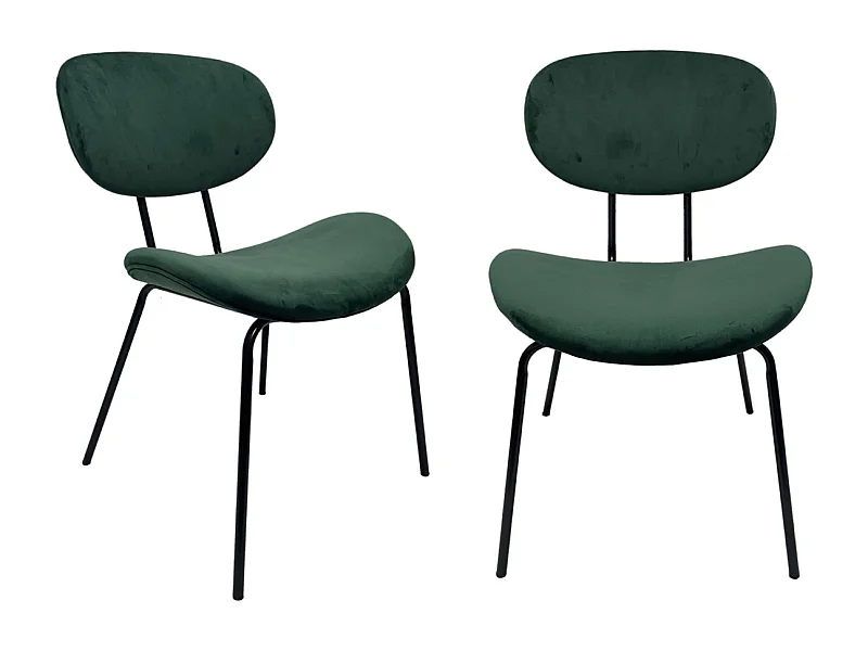 Set di 2 sedie da pranzo in velluto verde smeraldo L57 cm - MELO