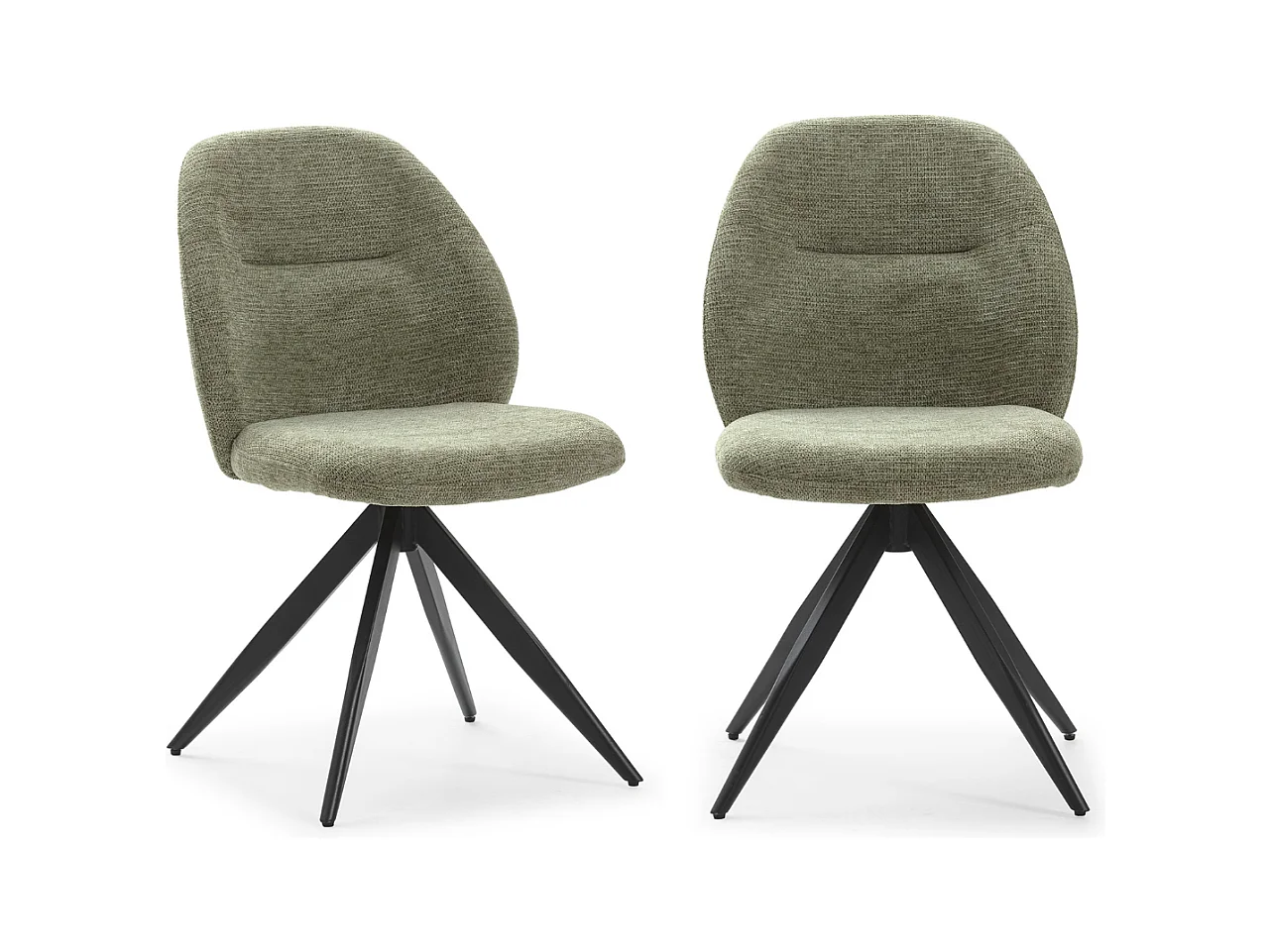 Lot de 2 chaises pivotantes en tissu avec pieds en métal noir L47 cm - TAMARA