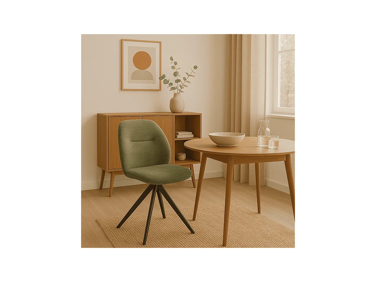 Lot de 2 chaises pivotantes en tissu avec pieds en métal noir L47 cm - TAMARA