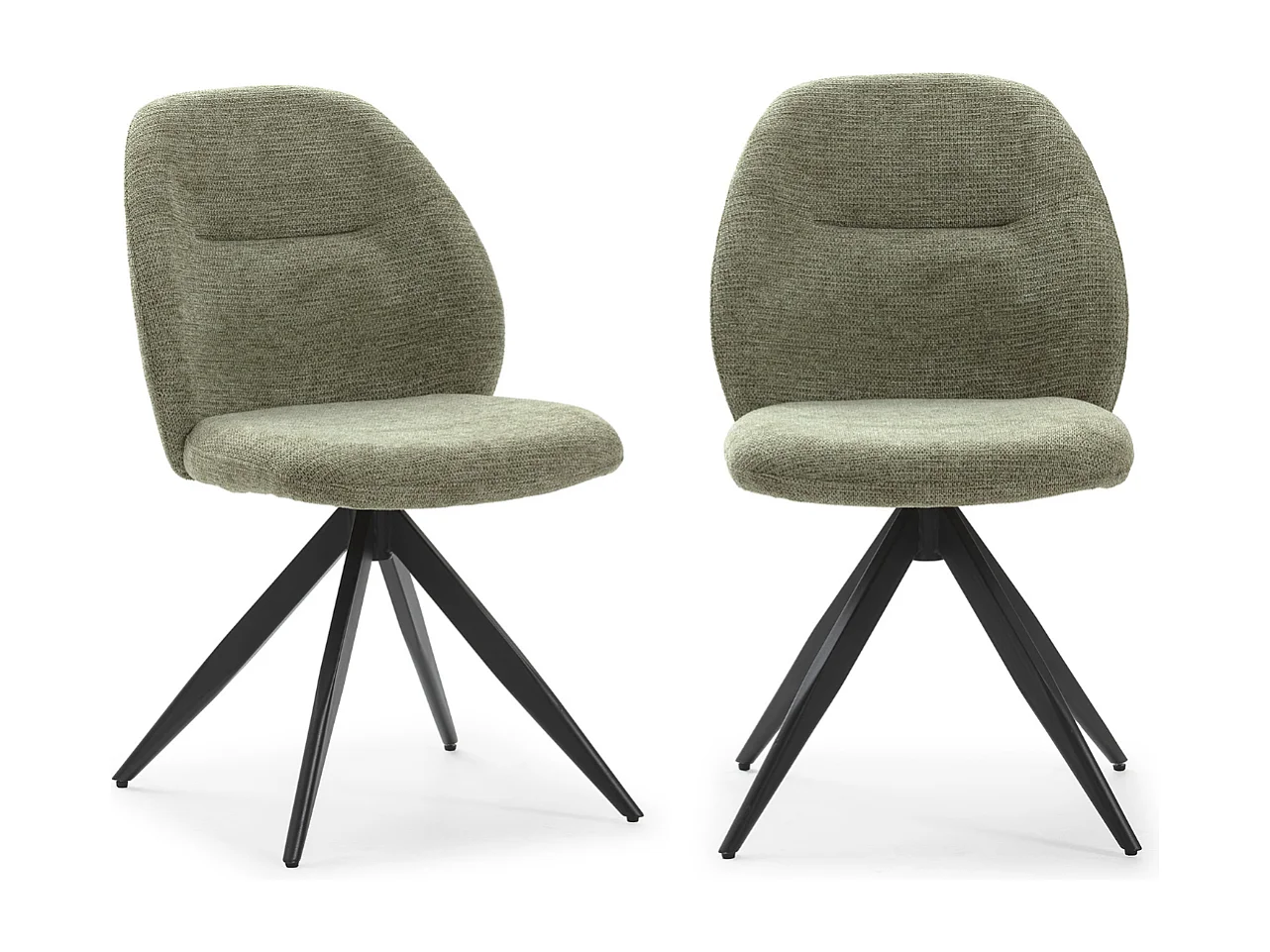 Lot de 2 chaises pivotantes en tissu avec pieds en métal noir L47 cm - TAMARA