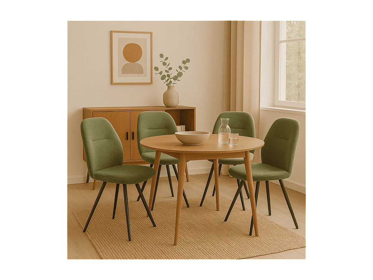 Lot de 2 chaises pivotantes en tissu avec pieds en métal noir L47 cm - TAMARA