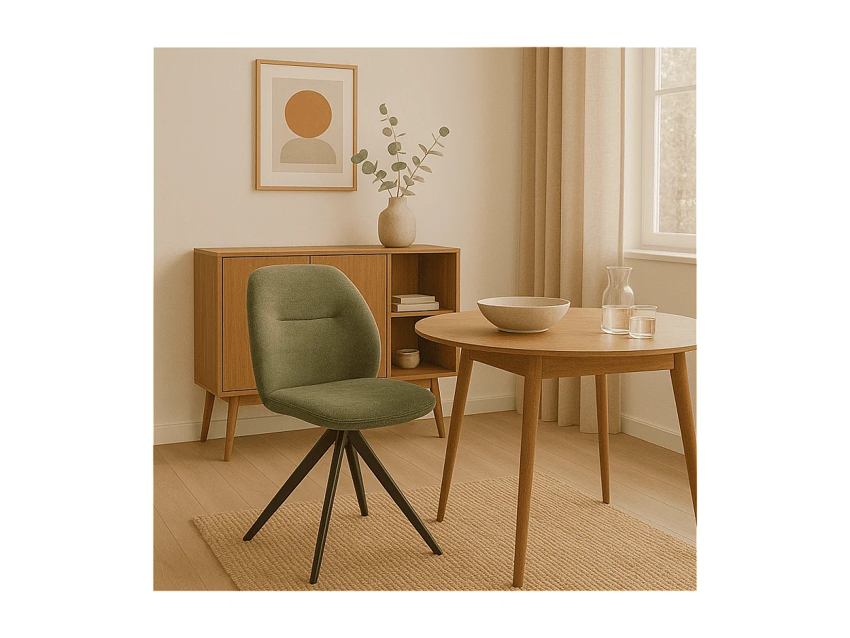 Lot de 2 chaises pivotantes en tissu avec pieds en métal noir L47 cm - TAMARA