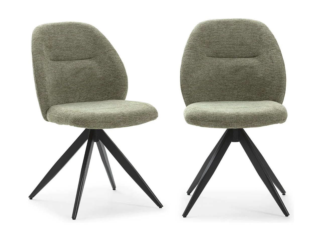 Conjunto de 2 cadeiras giratórias em tecido preto e metal 47x47 h85 cm