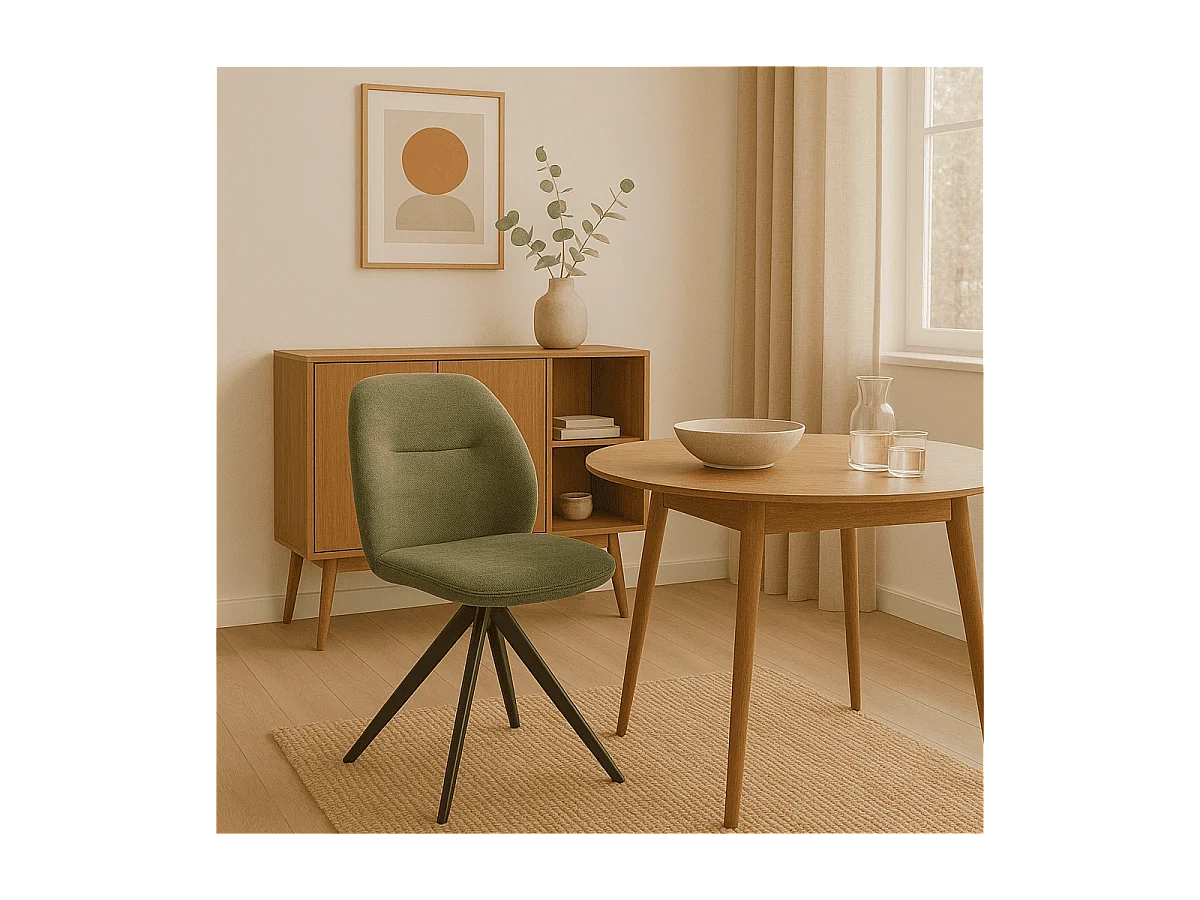 Conjunto de 2 cadeiras giratórias em tecido preto e metal 47x47 h85 cm