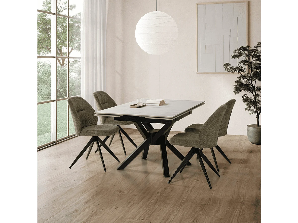 Conjunto de 2 cadeiras giratórias em tecido preto e metal 47x47 h85 cm