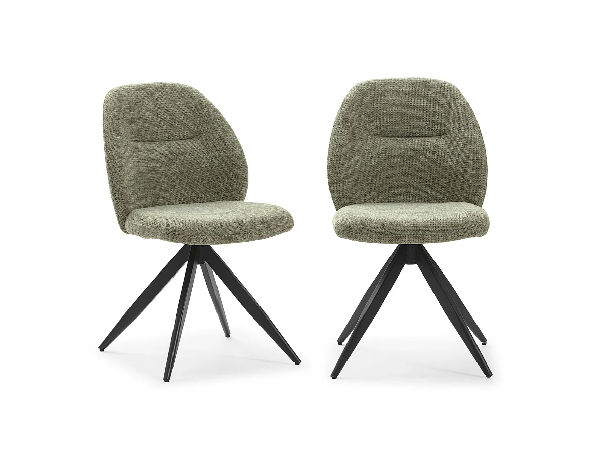 Lot de 2 chaises pivotantes en tissu avec pieds en métal noir L47 cm - TAMARA