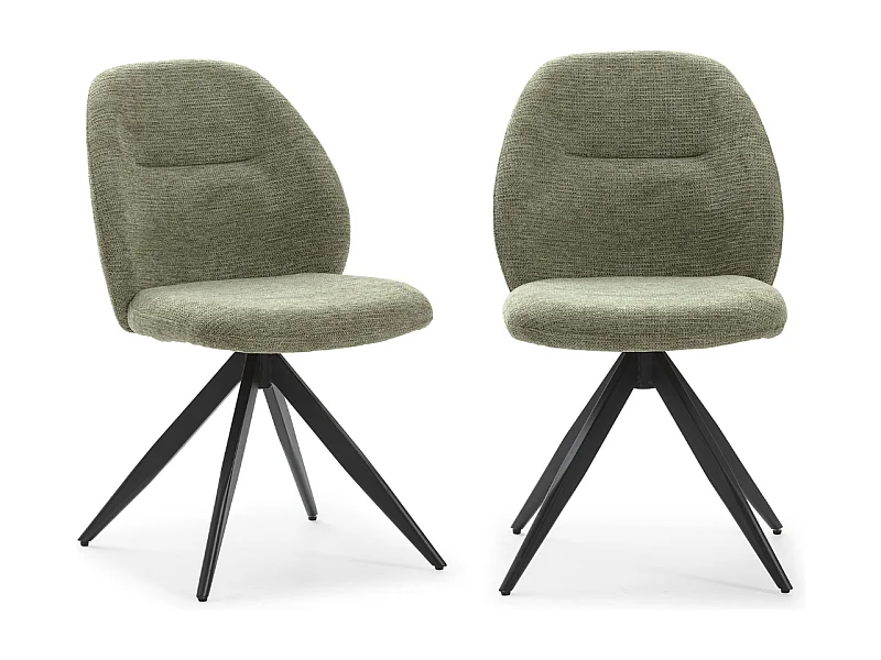 Lot de 2 chaises pivotantes en tissu avec pieds en métal noir L47 cm - TAMARA