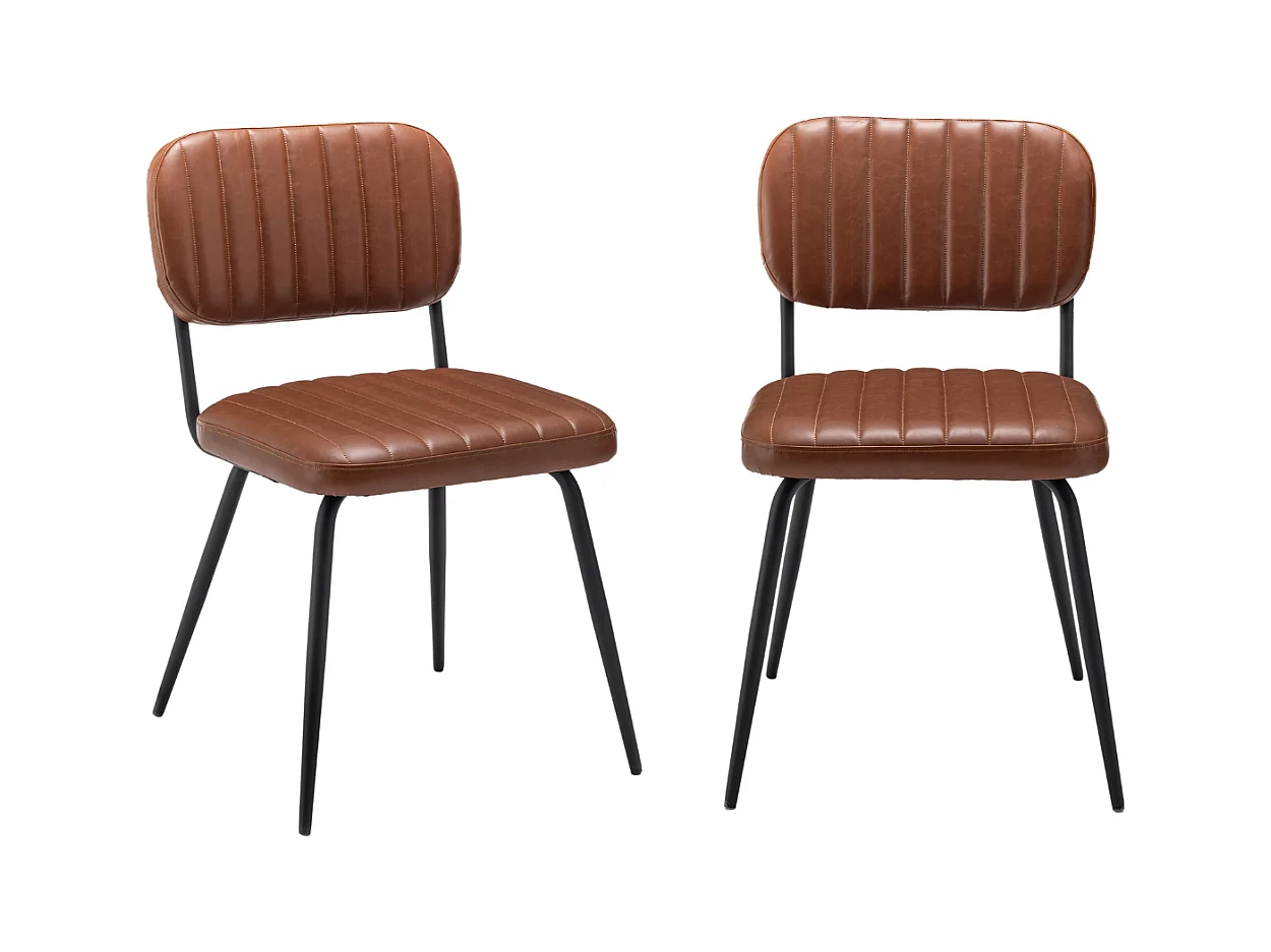 Lot de 2 chaises de séjour marron L56 cm - SPARTE