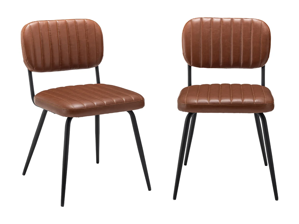 Lot de 2 chaises de séjour marron L56 cm - SPARTE