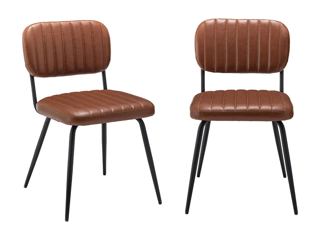 Lot de 2 chaises de séjour marron L56 cm - SPARTE