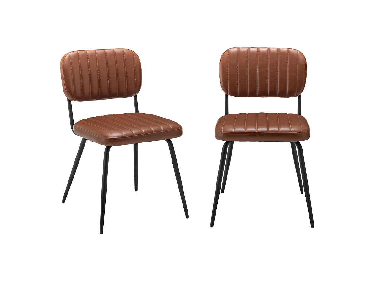Lot de 2 chaises de séjour marron L56 cm - SPARTE