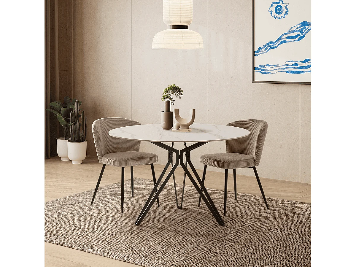 Lot de 4 chaises en velours côtelé avec pieds en métal noir L47 cm - MEGAN