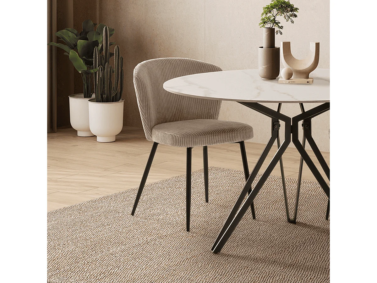 Lot de 4 chaises en velours côtelé avec pieds en métal noir L47 cm - MEGAN