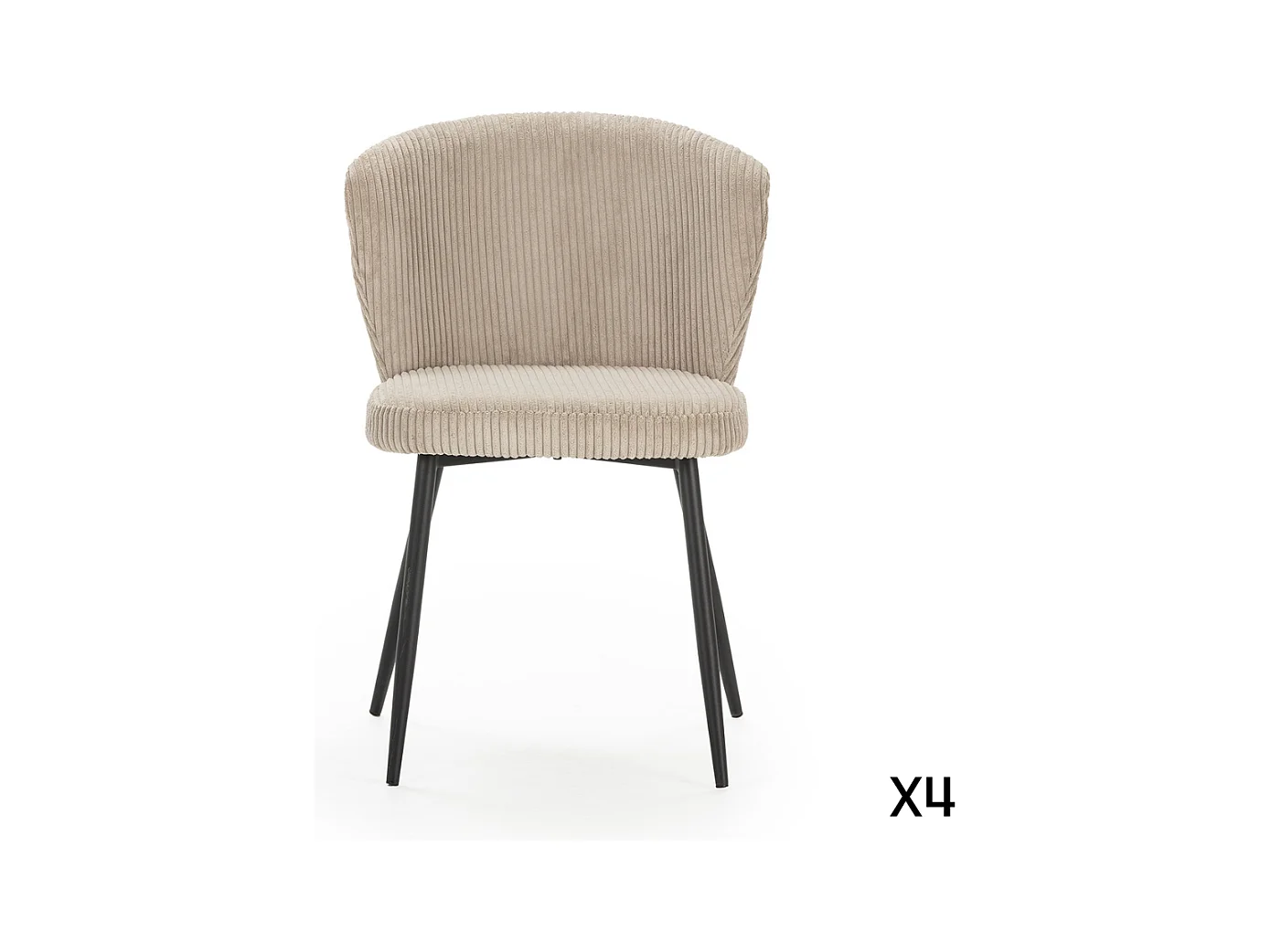 Lot de 4 chaises en velours côtelé avec pieds en métal noir L47 cm - MEGAN