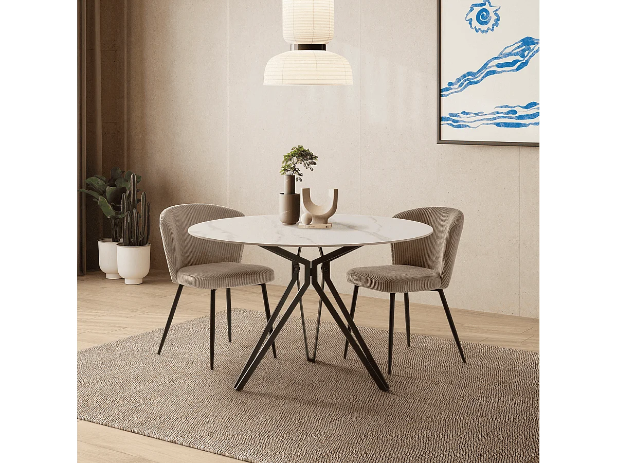 Set aus 4 Stühlen aus Cord-Samt mit schwarzen Metallbeinen L47 cm - MEGAN