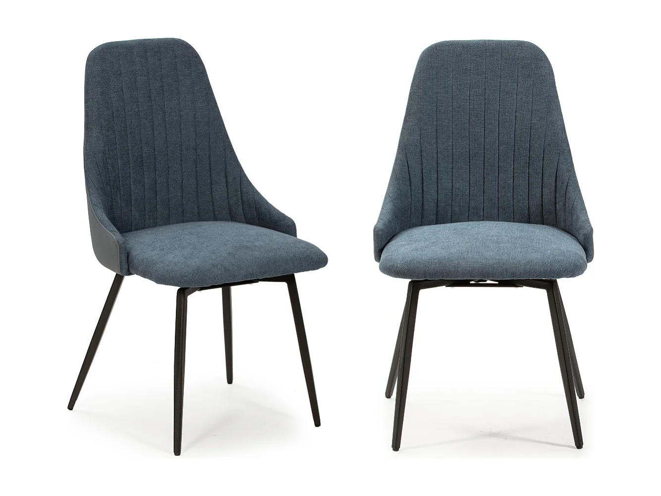 Lot de 2 chaises pivotantes en tissu avec pieds en métal noir L50 cm - ELMA