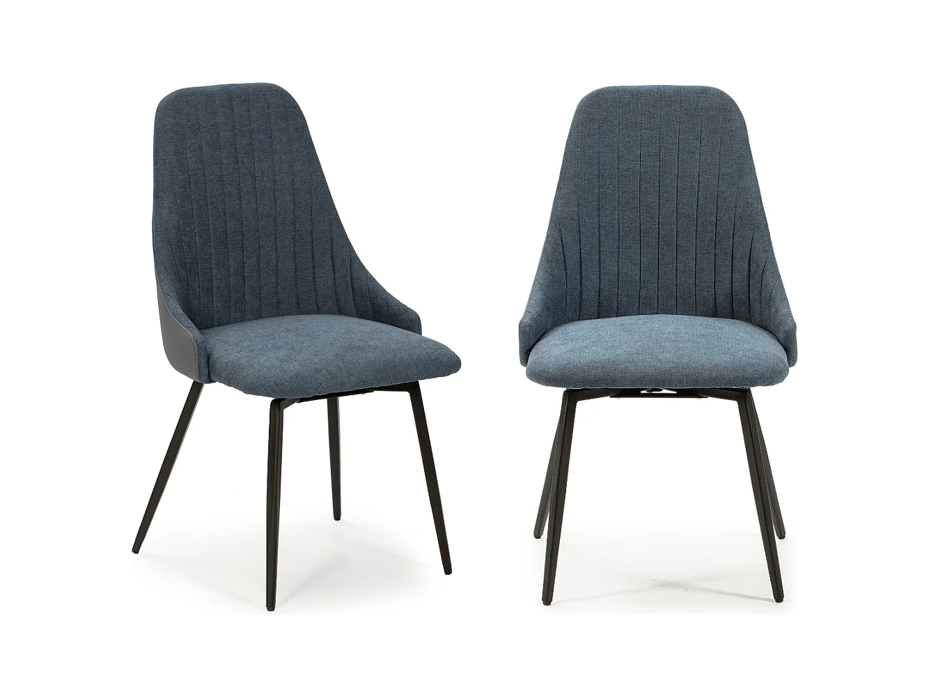 Lot de 2 chaises pivotantes en tissu avec pieds en métal noir L50 cm - ELMA