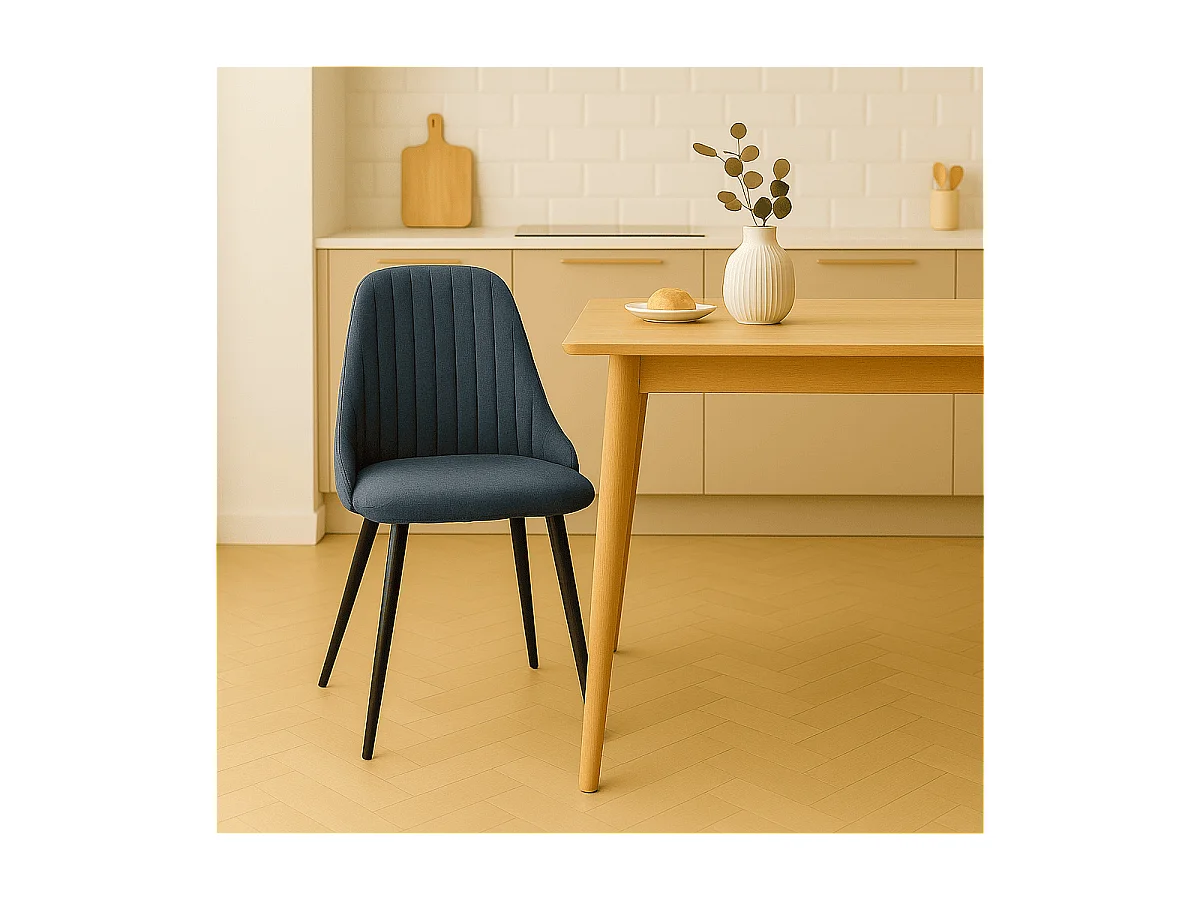 Lot de 2 chaises pivotantes en tissu avec pieds en métal noir L50 cm - ELMA