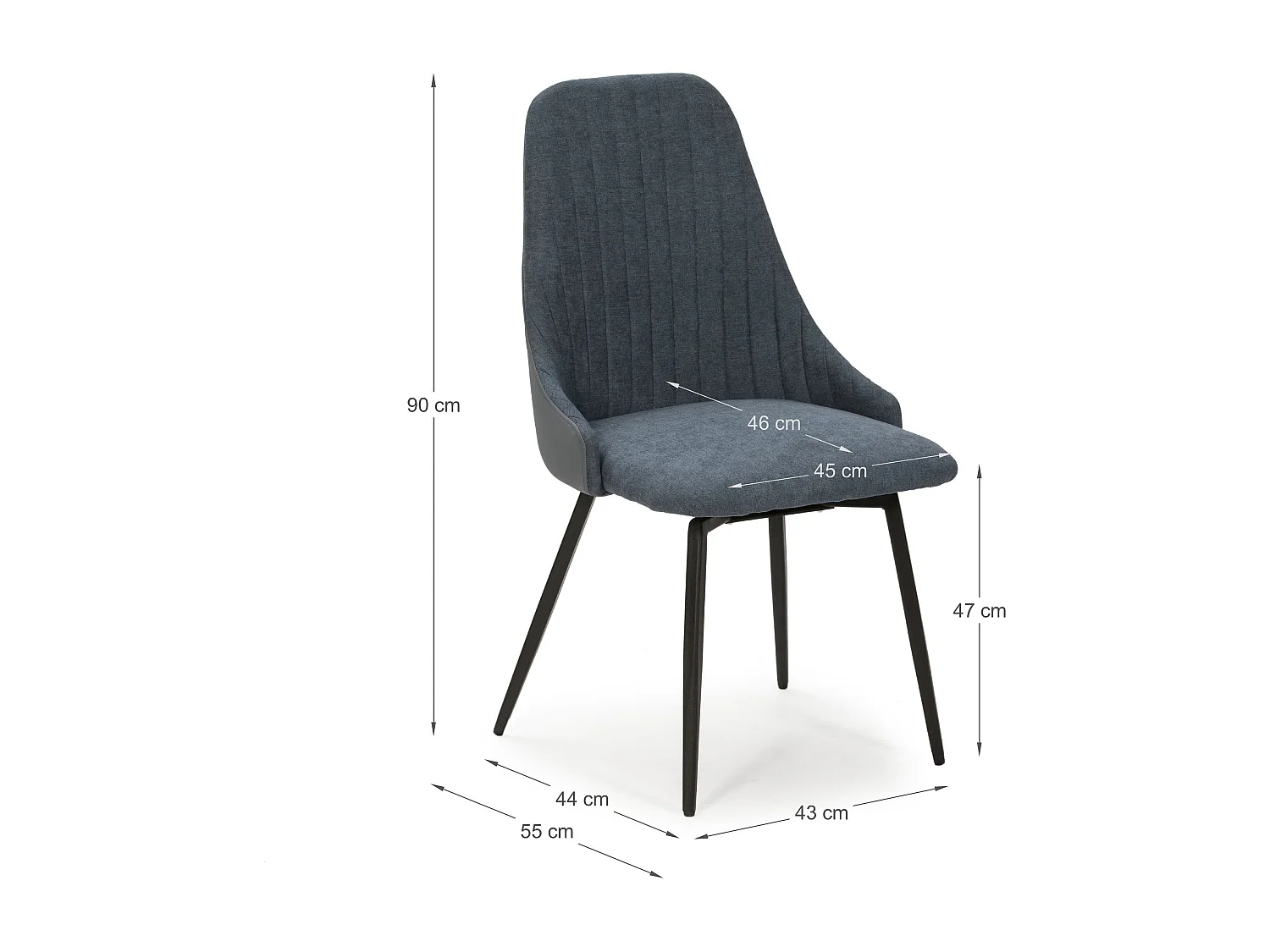 Lot de 2 chaises pivotantes en tissu avec pieds en métal noir L50 cm - ELMA