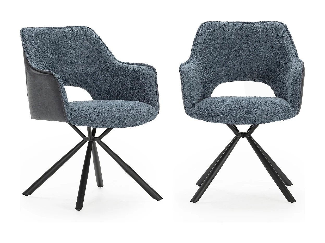 Set van 2 fauteuils in stof met zwarte metalen poten L62 cm - MARIEL