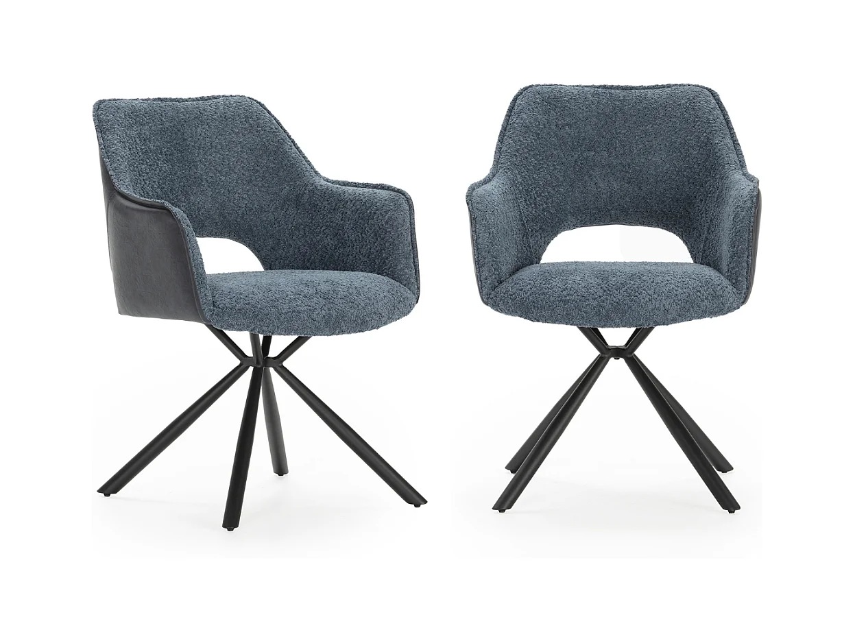 Lot de 2 fauteuils en tissu avec pieds en métal noir L62 cm - MARIEL