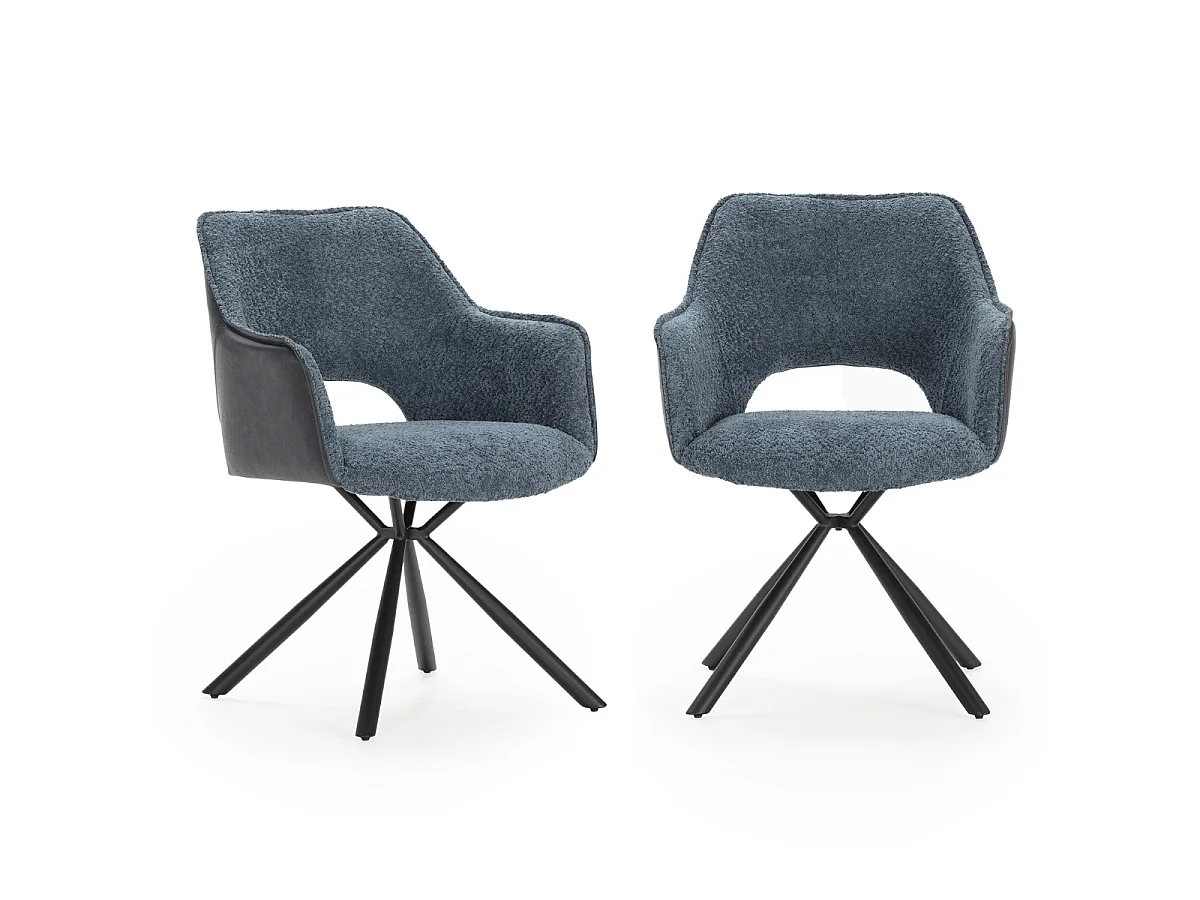 Lot de 2 fauteuils en tissu avec pieds en métal noir L62 cm - MARIEL