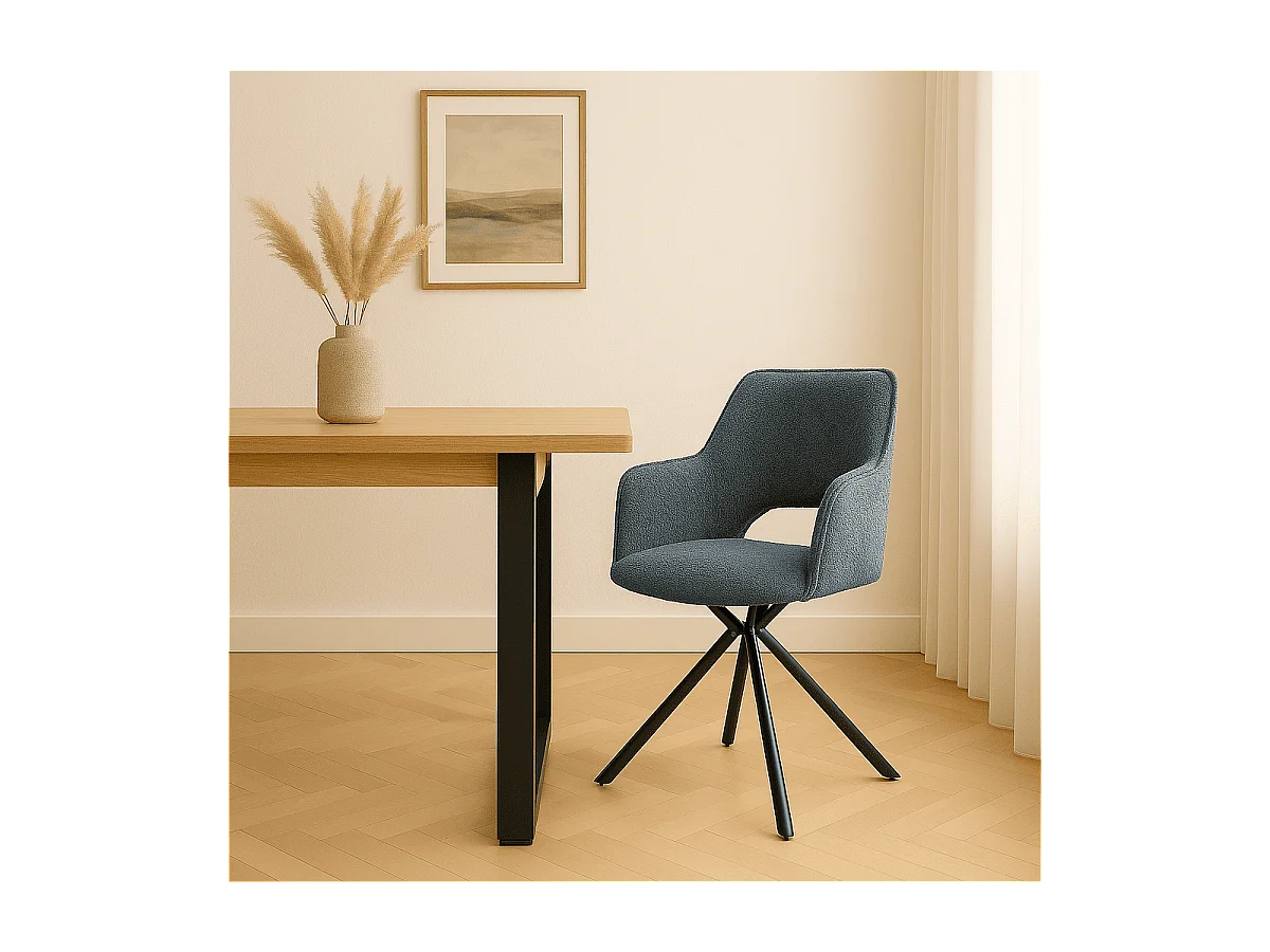 Lot de 2 fauteuils en tissu avec pieds en métal noir L62 cm - MARIEL