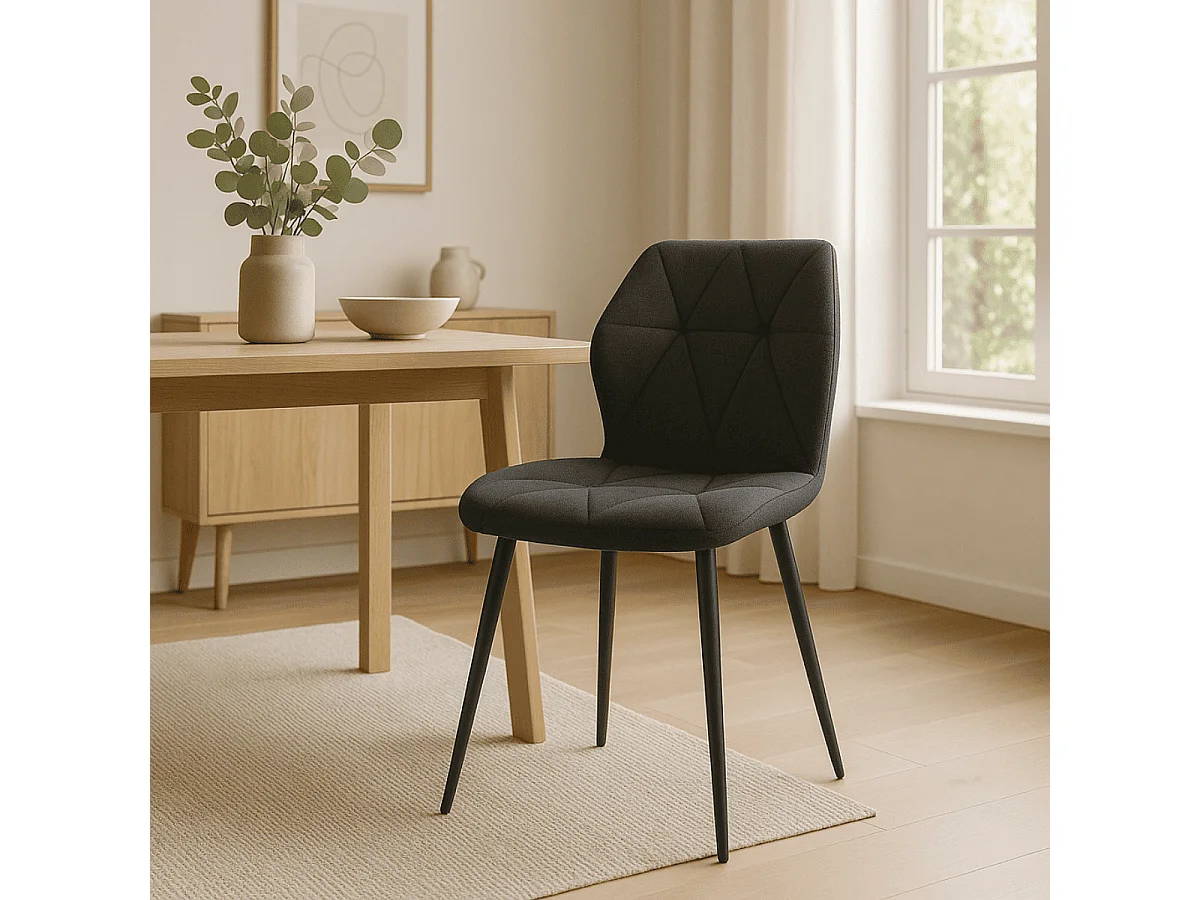 Lot de 4 chaises en tissu avec pieds en métal noir L47,5 cm - LUNA