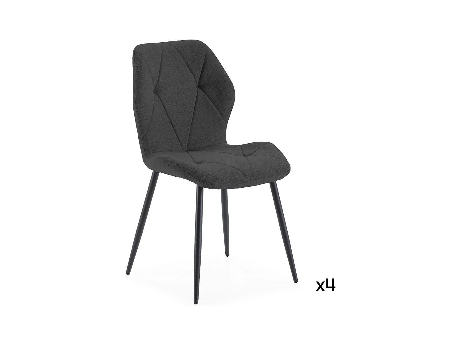 Set di 4 sedie in tessuto con gambe in metallo nero L47,5 cm - LUNA