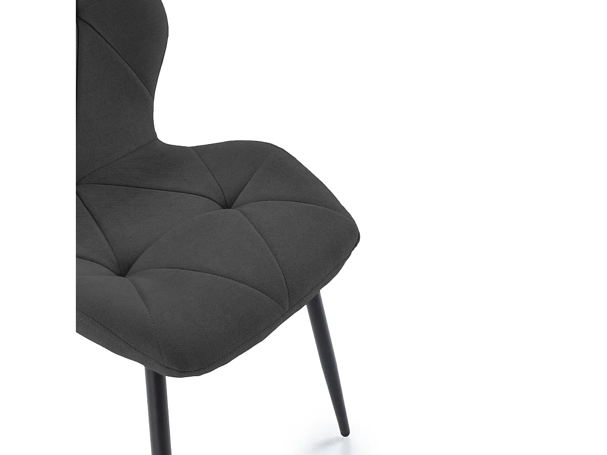 Set van 4 stoelen in stof met zwarte metalen poten L47,5 cm - LUNA