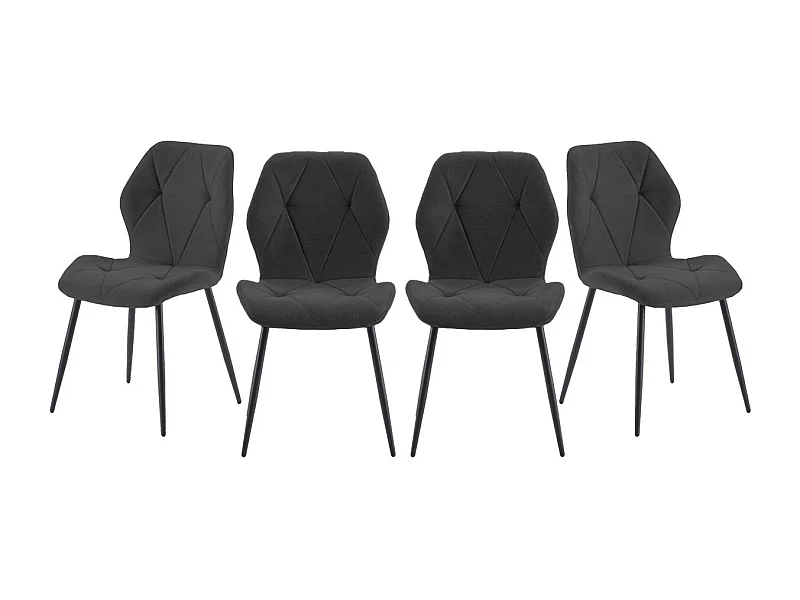 Set aus 4 Stühlen aus Stoff mit schwarzen Metallbeinen L47,5 cm - LUNA