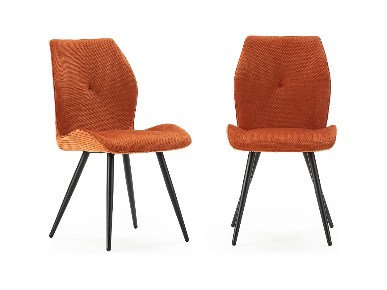 Set aus 2 Stühlen aus Stoff mit schwarzen Metallbeinen L45 cm - ADAYA