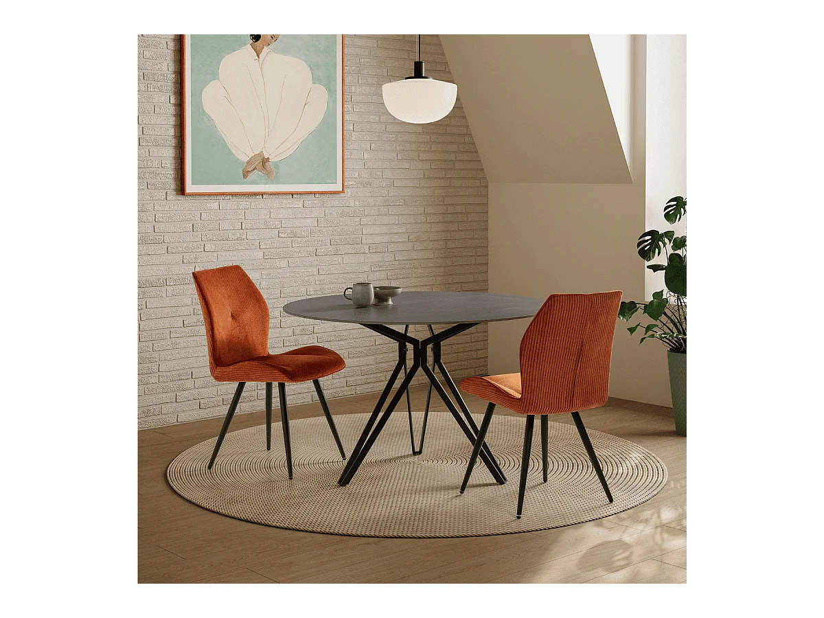 Lot de 2 chaises en tissu avec pieds en métal noir L45 cm - ADAYA