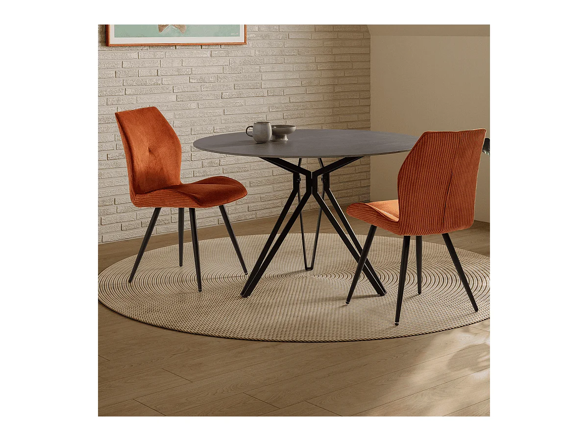 Lot de 2 chaises en tissu avec pieds en métal noir L45 cm - ADAYA