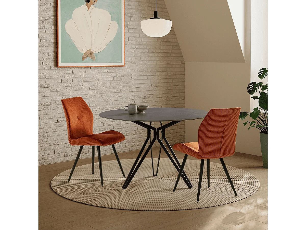 Lot de 2 chaises en tissu avec pieds en métal noir L45 cm - ADAYA