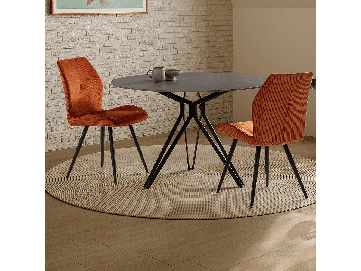 Lot de 2 chaises en tissu avec pieds en métal noir L45 cm - ADAYA