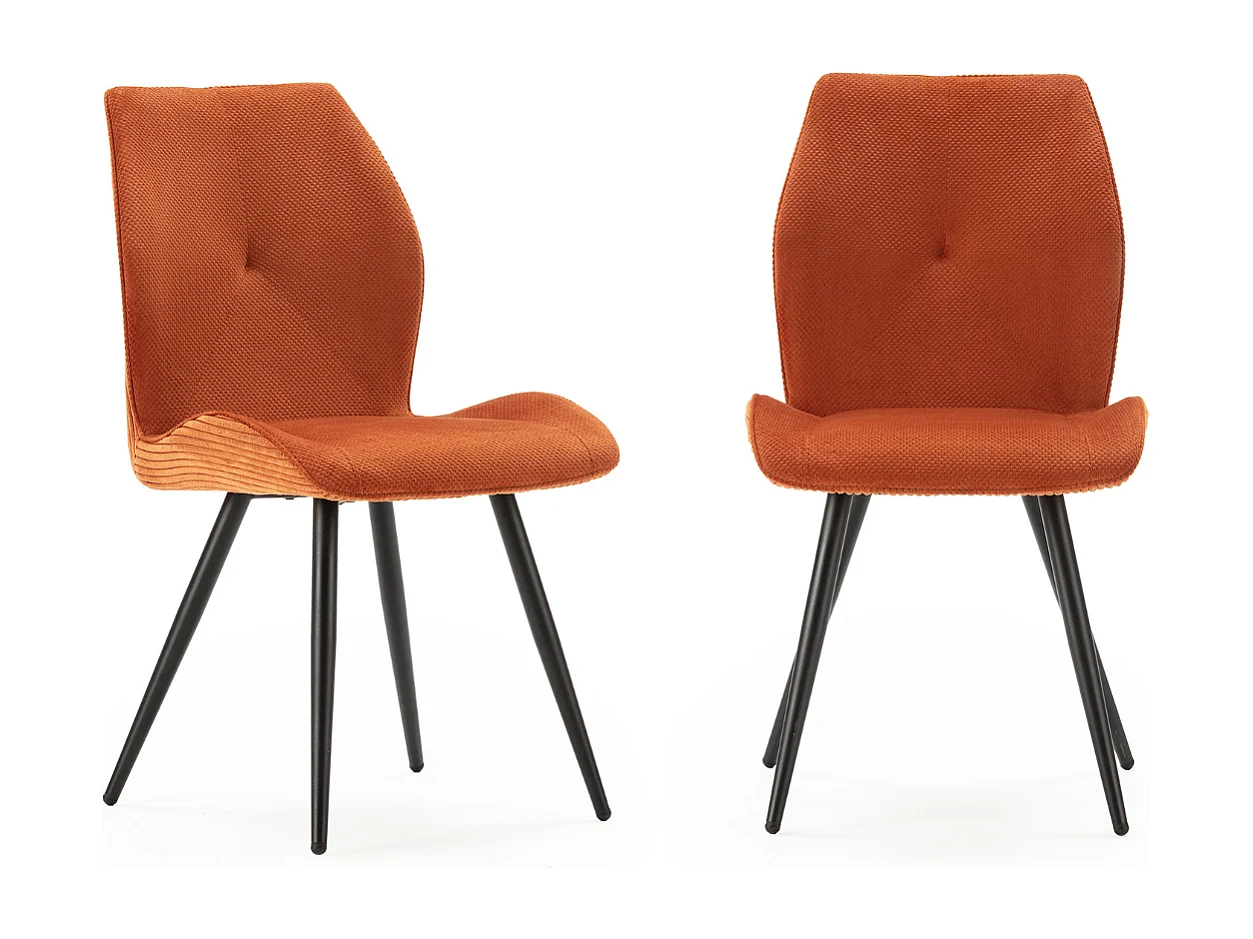 Set di 2 sedie in tessuto con gambe in metallo nero L45 cm - ADAYA