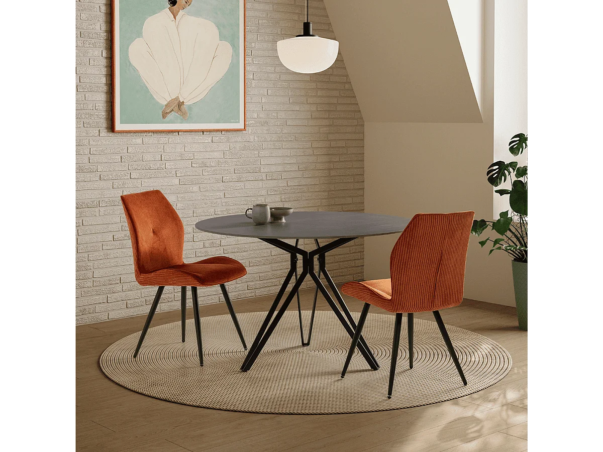 Set di 2 sedie in tessuto con gambe in metallo nero L45 cm - ADAYA