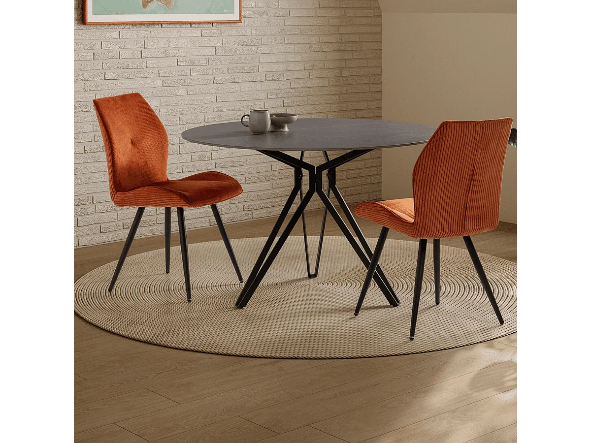 Set di 2 sedie in tessuto con gambe in metallo nero L45 cm - ADAYA