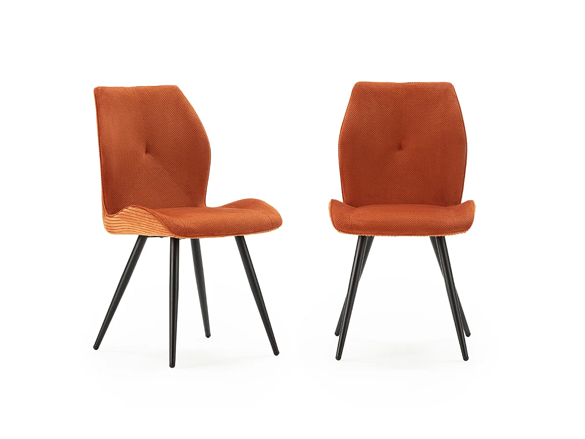 Lot de 2 chaises en tissu avec pieds en métal noir L45 cm - ADAYA