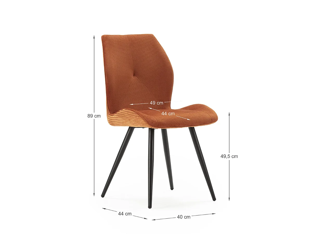 Lot de 2 chaises en tissu avec pieds en métal noir L45 cm - ADAYA