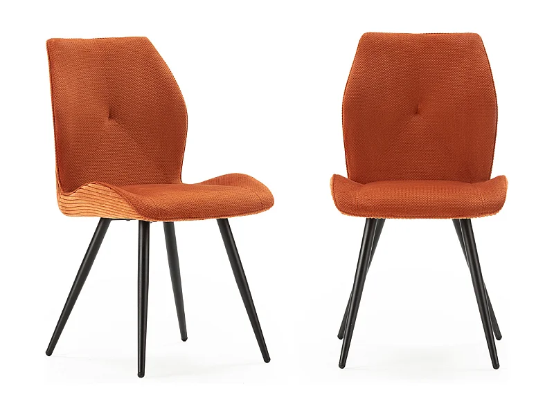 Lot de 2 chaises en tissu avec pieds en métal noir L45 cm - ADAYA