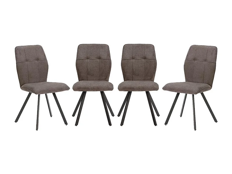 Lot de 4 chaises en tissu avec pieds en métal noir L47 cm - MERY