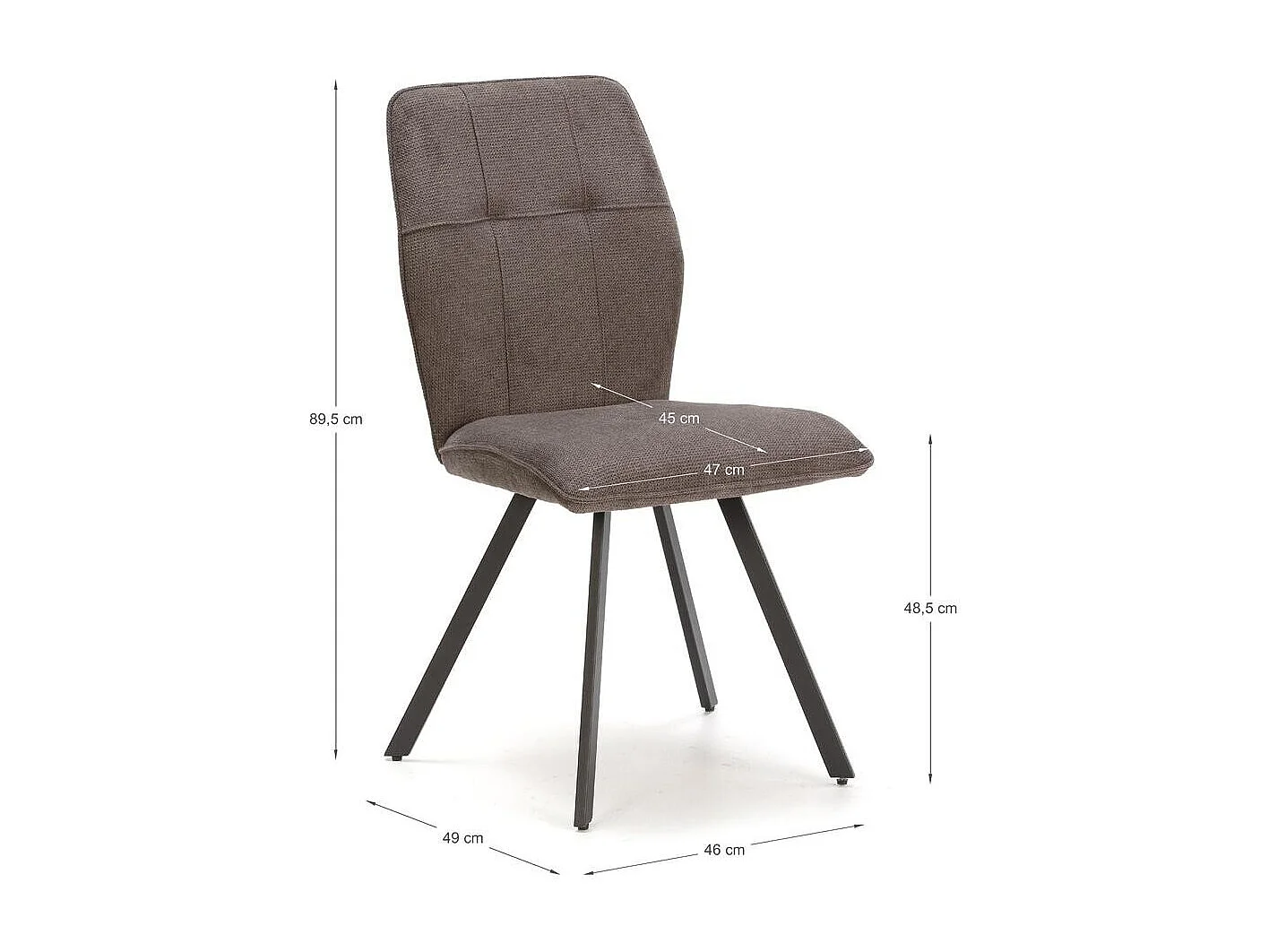 Set van 4 stoelen in stof met zwarte metalen poten L47 cm - MERY