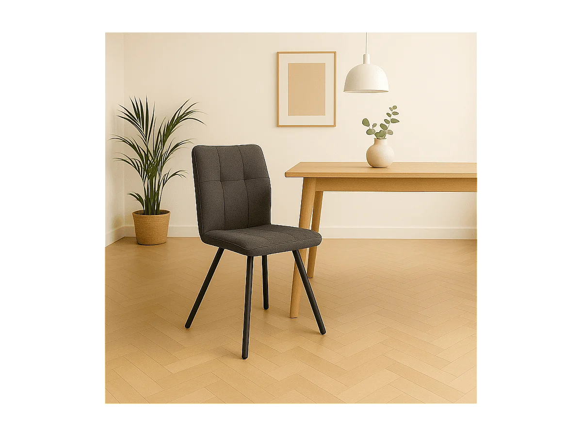 Lot de 4 chaises en tissu avec pieds en métal noir L47 cm - MERY